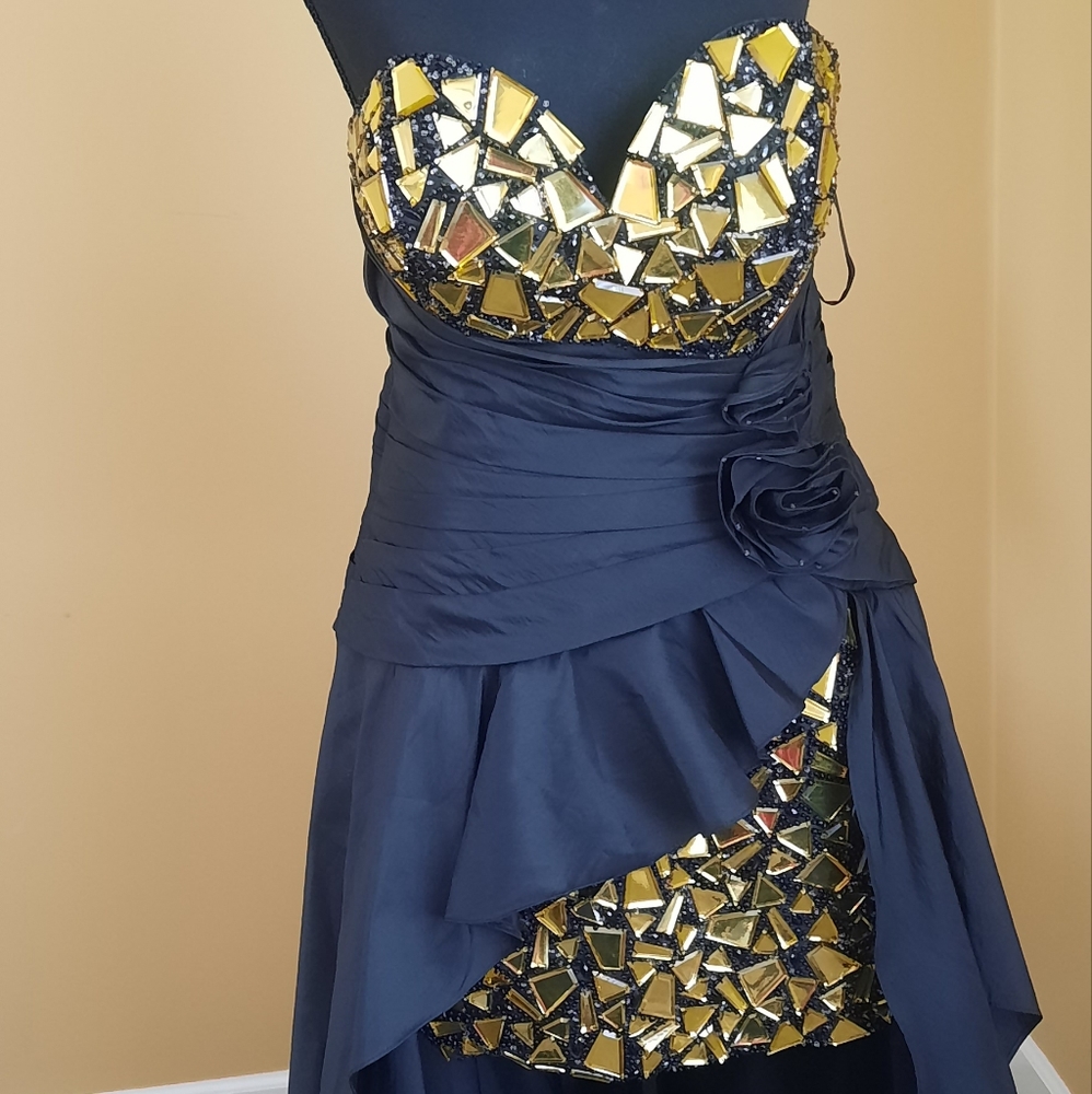 Beautiful gown with gold metallic glass beading